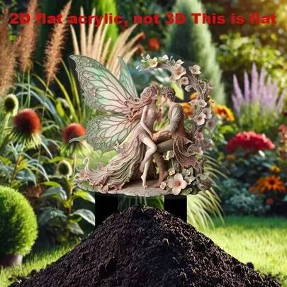 Delicate Fairy Garden Stake, Acrylic Indoor/Outdoor Decorative Waterproof & Wear-Resistant Ground Stake