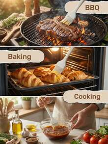 This White Silicone Brush Is Made Of Heat-Resistant Fine Silicone Bristles, Suitable For Brushing Oil, Spreading Sauces, Etc. The Bristles Are Soft And Won't Shed Easily. The Wooden Handle Is Comfortable To Grip And Doesn't Feel Hot. The Brush Handle Has A Hanging Hole For Convenient Storage, Making It A Practical Tool For Baking And Grilling. - Multicolor - View 7