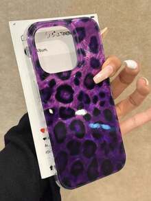 优雅深紫色豹纹渐变箔面纹理手机壳，适用于 16/16 Pro Max、新款 15 Pro、13、14、15、16 Pro，防摔软壳，也兼容 11、12 - 紫色 - 查看 2