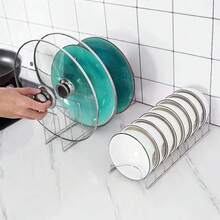 1pc Stainless Steel Bowl & Dish Drying Rack, Multi-Functional Silver Cutlery Storage Rack, Space-Saving Kitchen Bowl & Plate Drainer, Pot Lid Organizer - Silver - View 6
