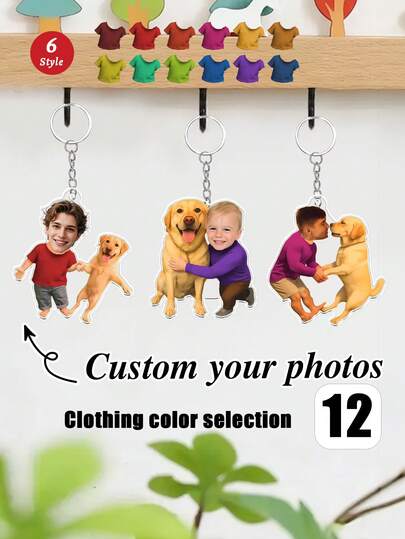 1pc Customize Personalized "Me & My Pet" Acrylic Keychain,Personalized Photo Keyring With 6 Interaction Styles,Pet-Themed Keychain For Pet Lovers,Pet Owner,Funny Custom Gift,Family Party Favors,Dog Accessories,Bag Charms,Personalized Gifts