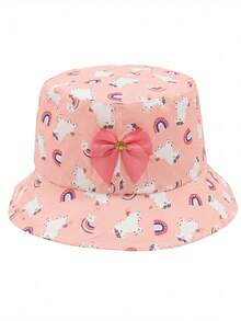 1顶儿童夏季遮阳帽，适合1-3岁幼儿，蝴蝶结装饰荷叶边渔夫帽，春夏季节适用 - 彩色 - 查看 7