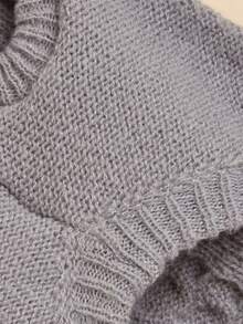 1pc Warm Classic Striped Cable Knit Solid Color Candy Color Small Dog Sweater, High Elasticity Poodle Pullover, Multi-Color - Grey - View 7