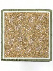 1pc Women's Elegant Paisley Print Scarf, 70*70cm Satin Bandana Headscarf Shawl, Bohemian Style Suitable For Everyday Wear - Green - View 2