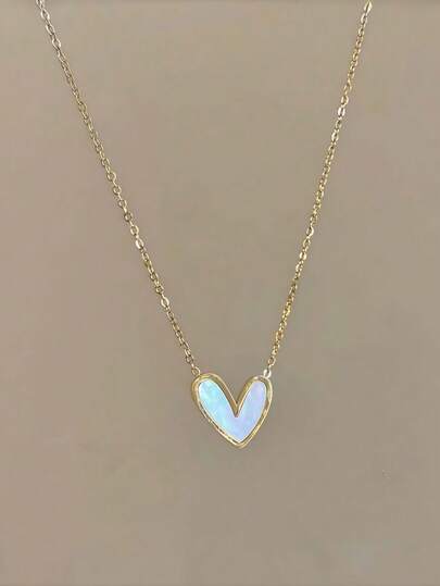 1 Stück asymmetrische goldene Herz-Anhänger Halskette, modisch zarte minimalistische Schlüsselbein-Kette, vielseitiges Design (Die Farbe des Öltropfen-Herzens kann aufgrund des Beleuchtungswinkels während der Aufnahme variieren)