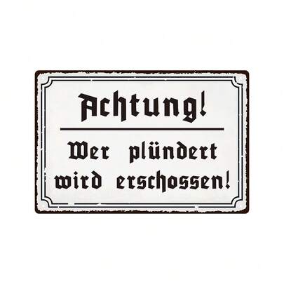 1 pieza Señal de plástico PVC sin marco DekoDrom, 20x30cm, Aviso de advertencia alemán vintage, adecuado para decoración del hogar, jardín y bar, sin necesidad de energía, versátil para vacaciones