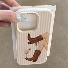 1 pieza Funda de teléfono suave de TPU con patrón de rayas estilo vaquero retro compatible con iPhone 17 Pro Max/17/16 Pro Max/15/13/12/11, S20 FE/A15/S24/A55, Note 11/12/13 Pro, protección de Body completo a prueba de golpes - Blanco 15 - Ver 4