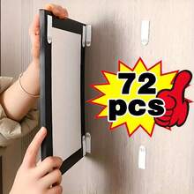 72pcs/36 Pairs Heavy Duty Nylon Picture Hanging Strips - Non-Damaging Adhesive Hangers, Suitable For Drywall, Great For Photos And Christmas Decor, Perfect For Christmas. No Drilling Picture Hanging Strips - Dual-Sided Removable Wall Hooks, Fit For Frames And Artworks, Water-Resistant Adhesive Mounting Tabs. Heavy Duty Hanging Strips, Frameless Hook Hangers, Frame Hook And Loop, Removable Hanging Strips, Damage-Free Hook And Loop. - Wall-friendly Removal - View 2