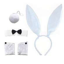 5件套兔耳朵头箍，适合万圣节派对、复活节派对的兔女郎装扮道具 - 彩色 - 查看 9