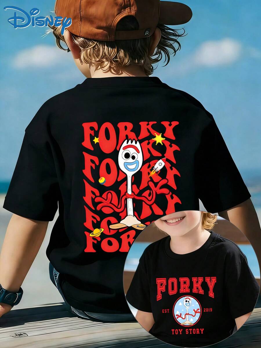 [Disney Licensing]A Short-Sleeved T-Shirt Suitable For Boys, With The "Toy Story" Check Pattern Printed On The Front. It Is Perfect For Use As A Gift For Any Occasion. - 黑色 - 查看 1
