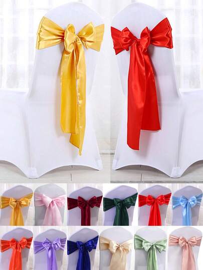10 piezas de lazos de satén para respaldo de silla, faja de seda para silla de boda, cinta de seda para decorar la cintura de sillas de comedor, adecuado para decoración de sillas en recepciones en el hogar, comedor de cocina, banquetes, cumpleaños, baby shower, despedida de soltera, fiestas de hotel y otras ocasiones.