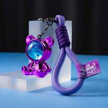 1pc Starry Sky Bear Keychain Pendant, Cute Cartoon Couple Keyring, Backpack Charm, Car Key Chain - Star Bear Pendant - View 5