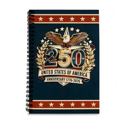 A5 Grid Notebook To Celebrate 250th Anniversary Of The United States, Perfect Gift For Patriots, Suitable For Daily Use, School And Office, Fashionable Planner, Also Great For Patriotic Events