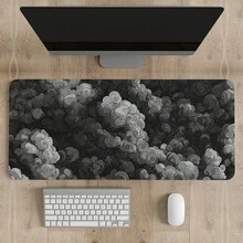 加长型游戏鼠标垫，日式云纹图案，大号电脑鼠标垫，缝边设计，长款 XL 动漫鼠标垫，适用于笔记本电脑和键盘（黑灰色云纹） - 查看 8