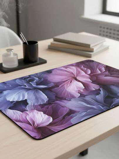 大号鼠标垫，防水防滑光滑布面，紫粉色星形爱心花瓣图案，可用作键盘垫、桌面垫或书架，适用于游戏玩家、办公室和宿舍，兼容鼠标和轨迹球，游戏玩家的理想礼物。
