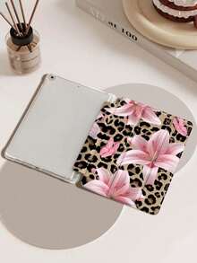 Leopard Lily Flower Pattern Compatible With  Protective Case, Compatible With  Air 4/5 (10.9 Inch), Compatible With  7/8/9 (10.2 Inch), Built-In Pencil Slot, Also Fits Tab S6 (10.4 Inch), Tab A7 Lite (8.7 Inch), Leather Protective Cover, Ideal Gift For Back To School, Valentine's Day, New Year - 查看 7