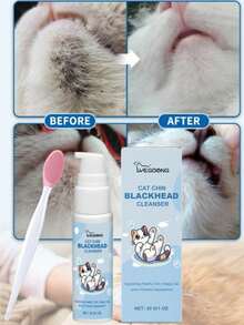 Cat Chin Acne Care Set - Gently Remove Blackheads On The Cat's Chin, Comes With A Cleaning Brush, No Animal Testing, Keep The Cat's Chin Soft And Refreshing.Pet Chin Cleaning Care Set, Gently Cleans The Chin Hair Of Dogs And Cats. - Baby Blue - View 2