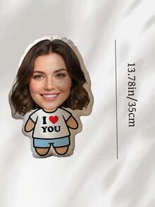 1pc Customized Face Pillow, Personalized "I Love You" Photo Print Body Shaped Cushion, Custom Portrait Plush Pillow, Creative Valentine's Day Anniversary Birthday Gift, Suitable For Couples, Boyfriend, Girlfriend, Sofa Home Decor - Upload Picture Customization - View 14