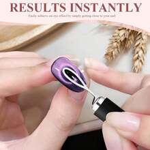 3 Pieces Multi-Functional Cat Eye Shape Nail Set, Nail Polish/UV Gel Cat Eye Design Supplies, Easily Create Cat Eye French Shape, Manicure Salon Essential Nail Supplies Nail Tools - Multicolor - View 5