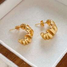 独特设计的几何圆形耳环，简约优雅的个性化耳环，百搭时尚耳环 - 金色 - 查看 5