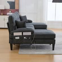 Sofas & Couches - Dark Gray + Linen + 4 Seat + Foam - View 8