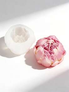 手工3D立体优雅单瓣牡丹花苞硅胶模具，适用于制作香薰蜡烛、肥皂、石膏、水晶树脂、环氧树脂、花卉设计礼品、石膏工艺品，经久耐用的装饰模具 - 白色矽膠模具 - 查看 4