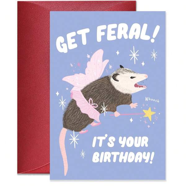 Cute & Funny Opossum Birthday Card - "Peculiar Birthday Wishes!" - Unique Birthday Greeting Card For Women, Sisters, Best Friends, Mom, Aunt, Family And Friends