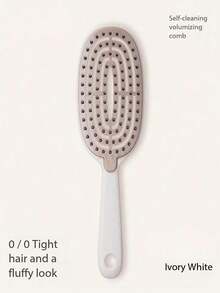 自清洁猪鬃气垫梳，女士高蓬松梳，家用气垫按摩卷发梳 - 彩色 - 查看 12