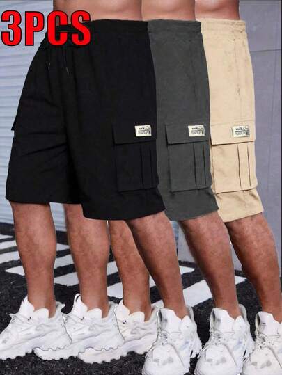 男士夏季轻薄加大码多口袋工装短裤三件套，时尚休闲百慕大裤