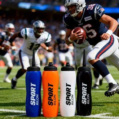 1pc 1000ml/32oz Large Capacity Leak-Proof Durable Sports Water Bottle, With Ergonomic Handle And Cap, Suitable For Ice Hockey, Soccer, Football, Ideal For Training, Matches, Gym, Outdoor Activities - Lightweight & Portable (White/Black/Orange/Blue) - Easy To Clean, Hand Washable, Suitable For Team Use - Compatible With Sports Drink Mixes