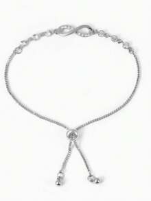 1条极简几何无限符号水晶可调节8字形手链（女士款） - 銀色 - 查看 2