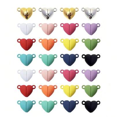 4 pares de conectores con forma de corazón, cierres magnéticos y adornos para hacer pulseras y collares de pareja, accesorios para manualidades de joyería