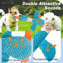 狗狗发声玩具 - 蓝色鹅，适合小型/中型/大型犬，耐用耐咬玩具，幼犬磨牙玩具，互动宠物玩具，柔软狗狗玩具，牙齿护理益智玩具 - 彩色 - 查看 9