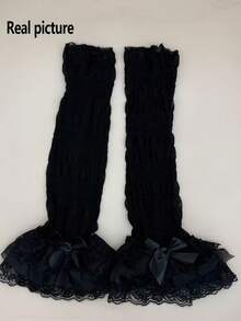 1双Y2K风薄纱蕾丝腿套，适合洛丽塔、JK风格，甜美百搭，舒适保暖 - 彩色 - 查看 5