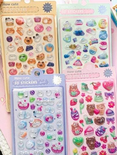 3D Cartoon Embossed Stickers, Funny Decorative Stickers For Children, Waterproof Transparent Crystal Stickers, DIY Sticker Materials. Decorative Sticker Gifts. Home Room Decor, Party Decor, Birthday Gifts, Various Holiday Gifts, Fashionable. Fashionable Items. DIY.