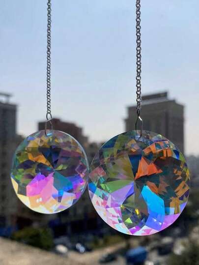 2pcs Crystal Sun Catcher With Glass Prism, Hanging Sunshine Reflector Decor For Window, Balcony, Kitchen, Garden