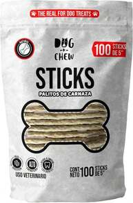 DOG-O-CHEW | Premios para Perro | Palitos de Carnaza | Sabor Natural | 100% Natural | NO Almidones | Carnazas para Perro | 100 pz | 5" (13 cm) | 1 kg - Blanco - Ver 1