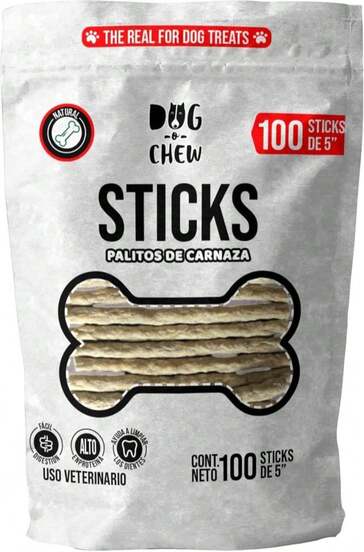 DOG-O-CHEW | Premios para Perro | Palitos de Carnaza | Sabor Natural | 100% Natural | NO Almidones | Carnazas para Perro | 100 pz | 5" (13 cm) | 1 kg