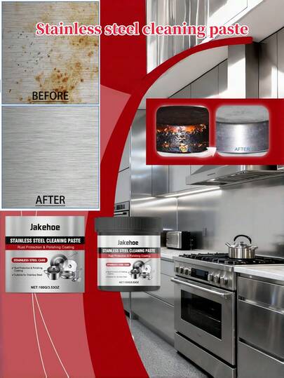 Stainless Steel Cleaning Paste, Multi-Purpose Household Cleaning Paste For Kitchen, Removes Stains And Restores Surfaces