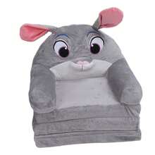 Cute Rabbit Kids Folding Sofa Bed, 3-Layer Soft Cartoon Children Couch With Armrests, Perfect For Bedroom & Playroom - 灰色 - 查看 8