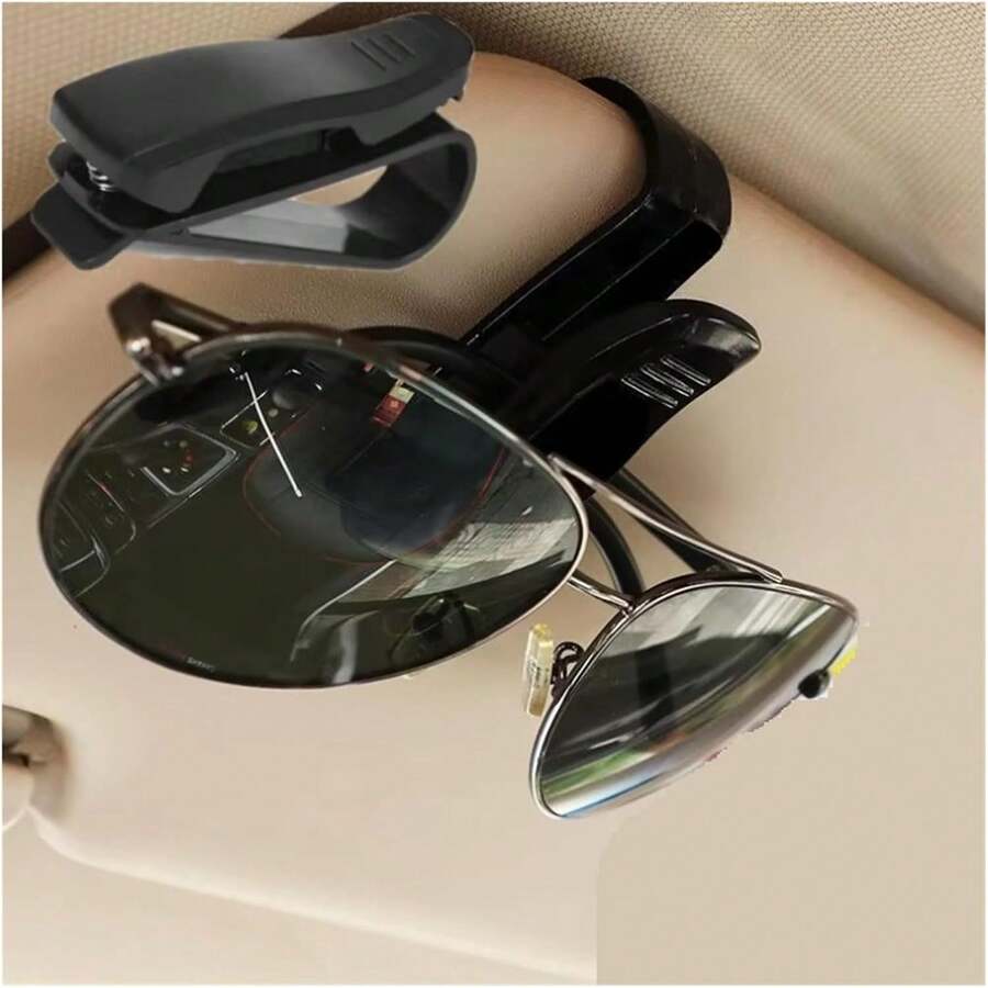 1pc Multi-Function Car Sun Visor Glasses Clip, Car Interior Sunglasses Holder Storage Car Essentials  Car Acessesories Interior Car Acessesories Car Acessesories Women - 黑色 - 查看 1
