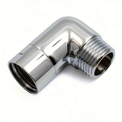 1个360°旋转不锈钢淋浴喷头适配器，带90°和135°旋转接头 - 适用于G1/2接口，自旋转，防手持花洒臂延长杆