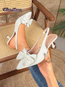 Giày sandal nữ mũi nhọn kiểu dáng mới, gót cao, quai ngang, kín mũi, thời trang, thiết kế gợi cảm, thanh lịch, phù hợp cho những dịp đặc biệt, thoải mái khi mang, thích hợp cho các bữa tiệc hoặc sự kiện. - trắng - Xem 2