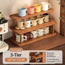 Desktop Storage Rack, Cup Holder Organizer, Multi-Layer Cup Stand For Home Dining Table, Workstation Tea Set Display Shelf, Desktop Storage - View 7