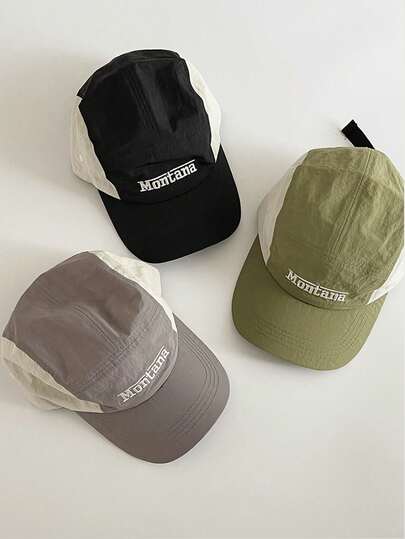 Gorra de béisbol vintage con bordado de letras, sombrero de malla con ala ancha transpirable, versátil snapback para mujer, verano