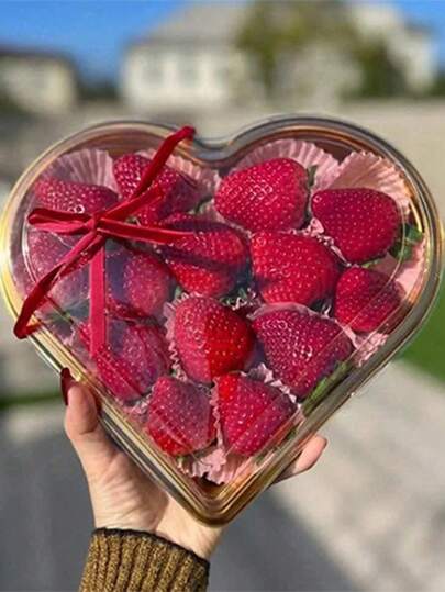 10/5pcs Heart-Shaped Plastic Tray With Lid - A Reusable Large Capacity Snack Container Suitable For Fruit, Sushi, Vegetables, Salads, Cheese Platters And Parties - The Perfect Gift For Christmas, Valentine's Day, Easter, Mother's Day, Father's Day, Graduation Ceremonies - Elegant Service, Convenient Storage, Food Tray, Gifts For Women, Gifts For Men, Gifts For Family