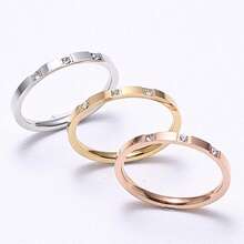 Bộ 3 chiếc nhẫn thời trang nữ bằng thép không gỉ, đính đá Cubic Zirconia 2mm, ba màu, có thể xếp chồng lên nhau, giữ màu tốt, ít gây dị ứng, thích hợp làm quà tặng. - Nhiều màu - Xem 11