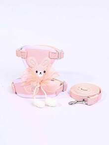 1pc Adjustable Rabbit Lace Bow Leash, Suitable For Small Pets And Rabbits, Small Pet And Animal Collar And Leash, Rabbit Harness With Adjustable Leash, Rabbit Supplies, Rabbit Pet Supplies, Hamster Supplies - Multicolor - View 5