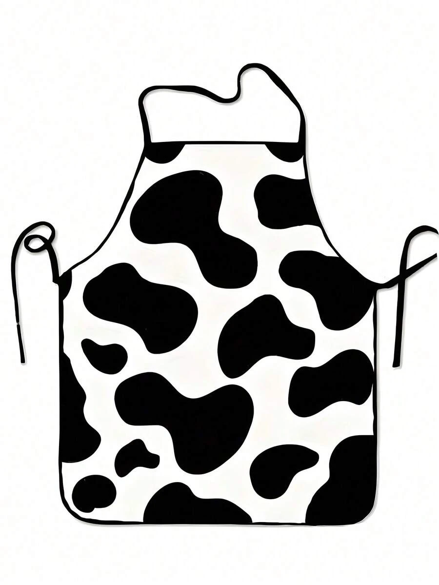 1pc Cow Print Pattern Apron, Unisex Adult Apron, Personalized Fashion Home Kitchen Apron - Multicolor - View 1