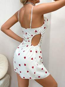 Women's Fashionable Sleepwear Homewear Heart Printed Nightgown - Apricot - View 4